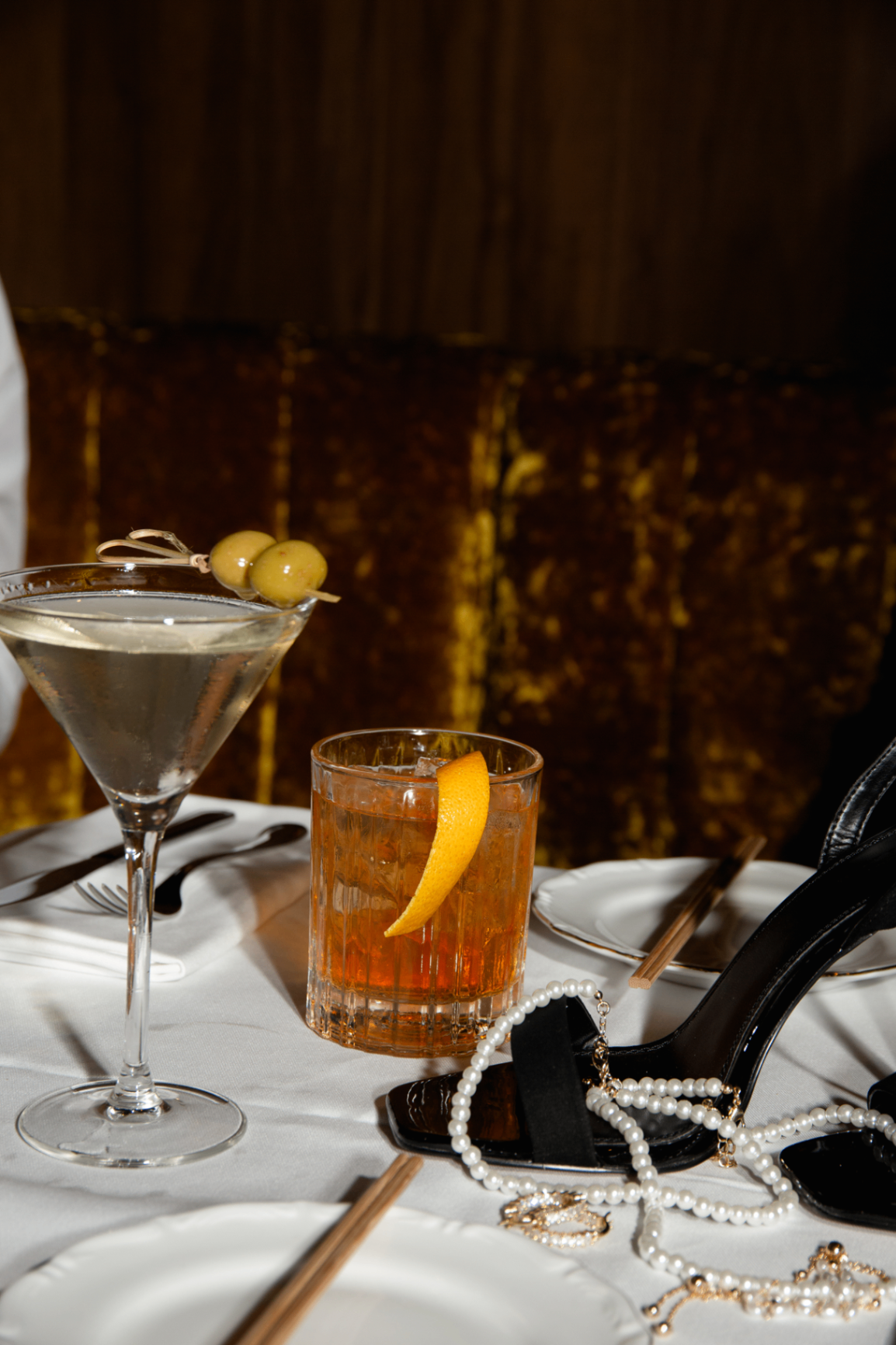 Cocktails on the private-dining table